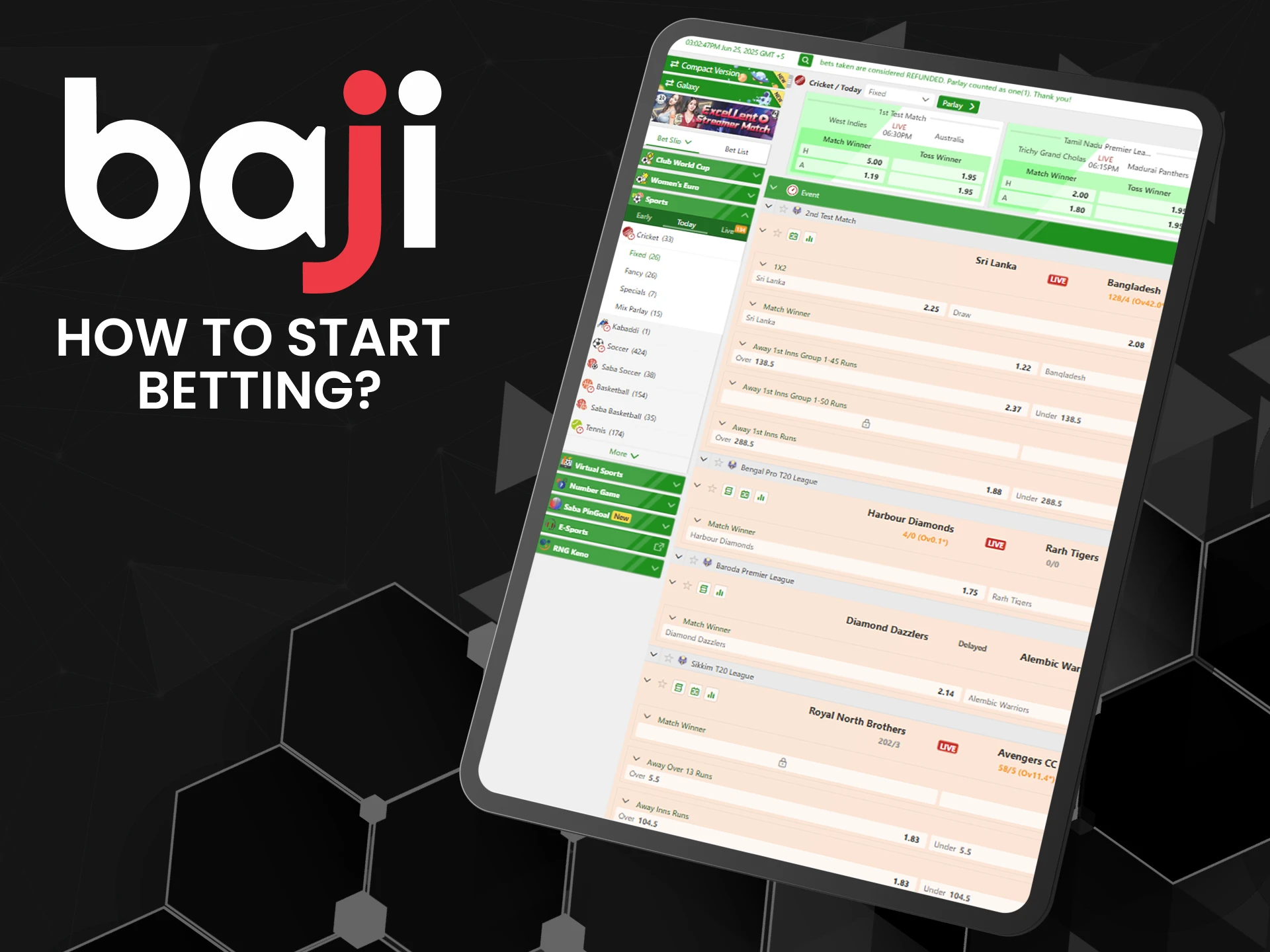Go to Baji's sports section for Kabaddi betting.